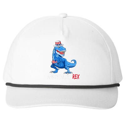 American Flag 4th of July T Rex Dinosaur Amerisaurus Rex Snapback Five-Panel Rope Hat