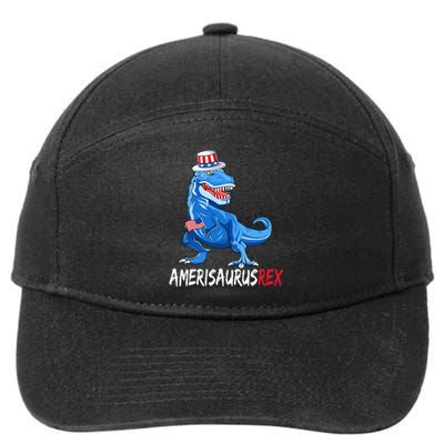 American Flag 4th of July T Rex Dinosaur Amerisaurus Rex 7-Panel Snapback Hat