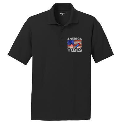 American Flag 4th Of July America Vibes Funny Gift PosiCharge RacerMesh Polo