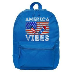 American Flag 4th Of July America Vibes Funny Gift 16 in Basic Backpack