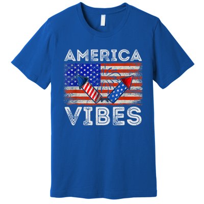 American Flag 4th Of July America Vibes Funny Gift Premium T-Shirt