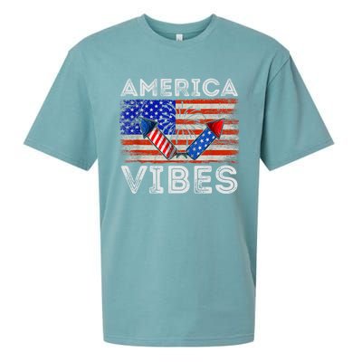 American Flag 4th Of July America Vibes Funny Gift Sueded Cloud Jersey T-Shirt