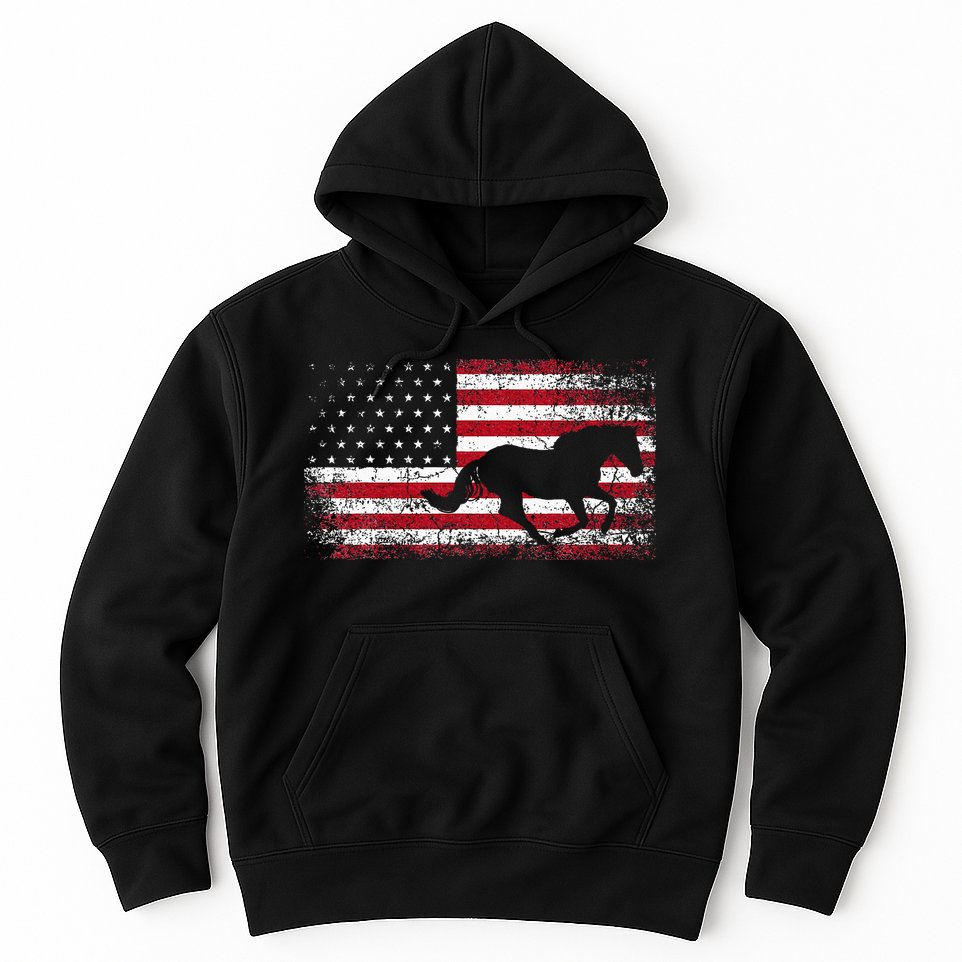 American Flag 4th Of July Horse Patriotic Hoodie