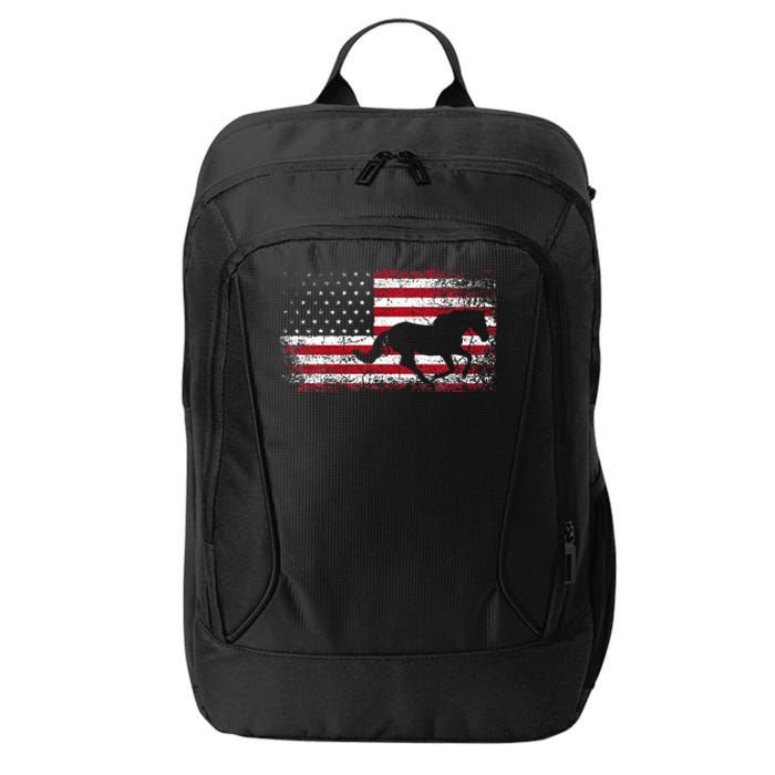 American Flag 4th Of July Horse Patriotic City Backpack