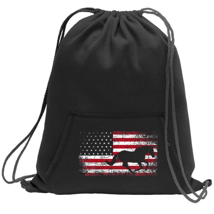 American Flag 4th Of July Horse Patriotic Sweatshirt Cinch Pack Bag