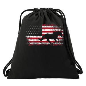 American Flag 4th Of July Horse Patriotic Drawstring Bag