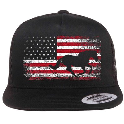 American Flag 4th Of July Horse Patriotic Flatbill Hat