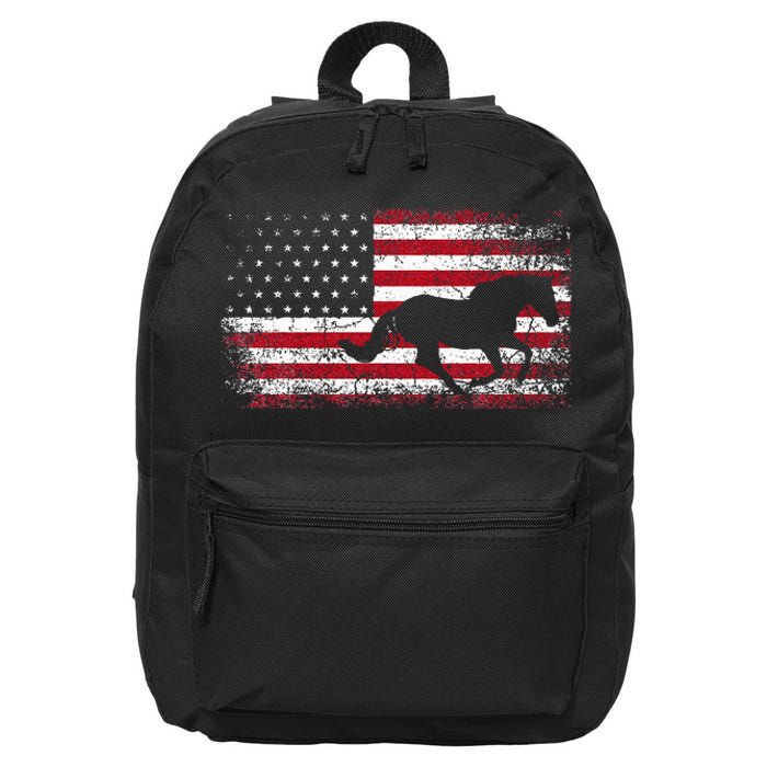 American Flag 4th Of July Horse Patriotic 16 in Basic Backpack