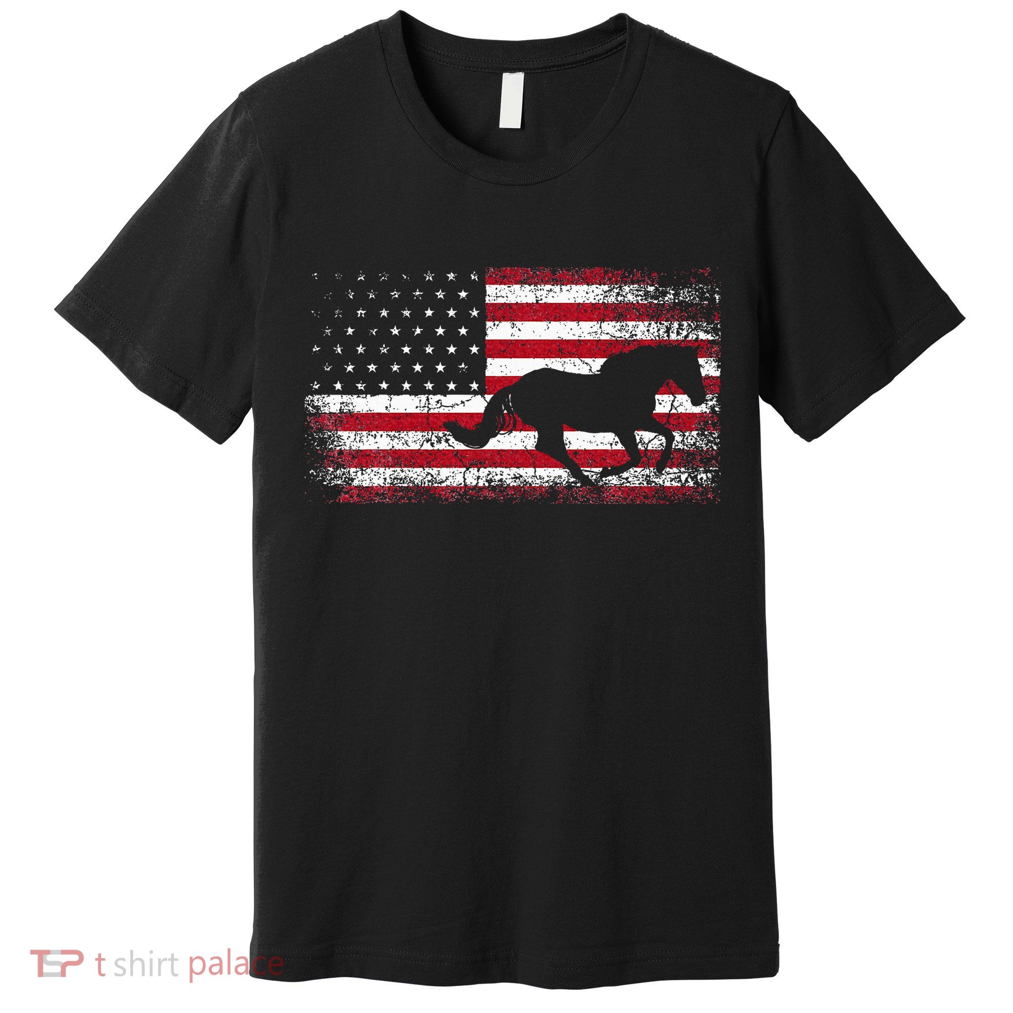 American Flag 4th Of July Horse Patriotic Premium T-Shirt