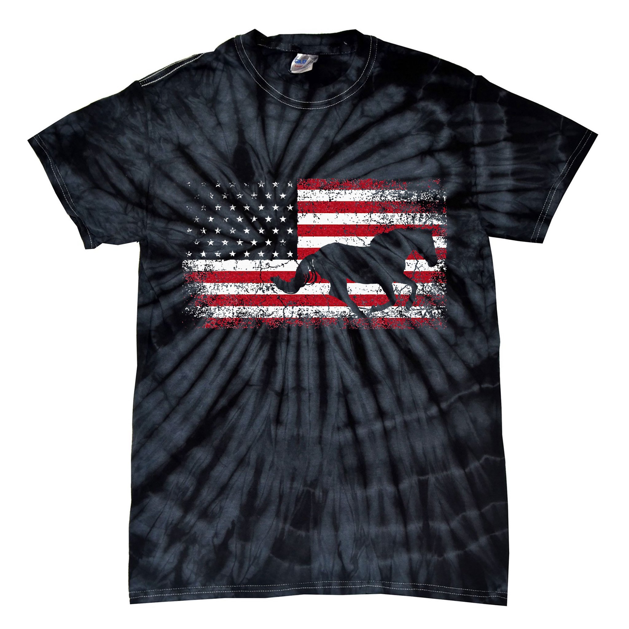American Flag 4th Of July Horse Patriotic Tie-Dye T-Shirt