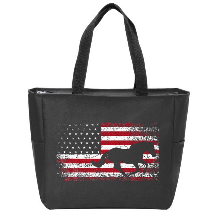 American Flag 4th Of July Horse Patriotic Zip Tote Bag