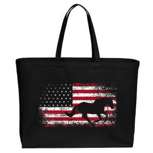 American Flag 4th Of July Horse Patriotic Cotton Canvas Jumbo Tote