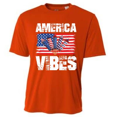 American Flag 4th Of July America Vibes Gift Cooling Performance Crew T-Shirt