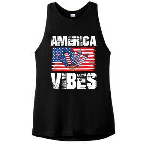 American Flag 4th Of July America Vibes Gift Ladies PosiCharge Tri-Blend Wicking Tank