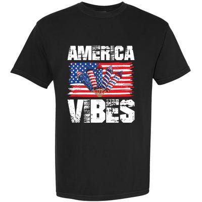 American Flag 4th Of July America Vibes Gift Garment-Dyed Heavyweight T-Shirt