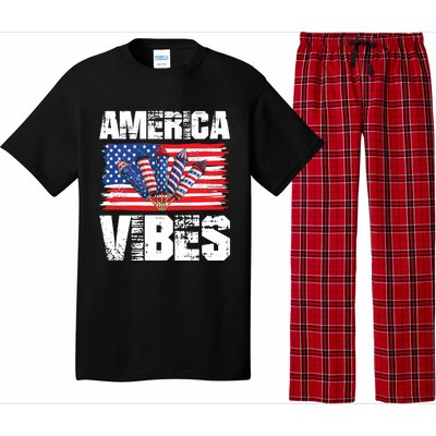 American Flag 4th Of July America Vibes Gift Pajama Set