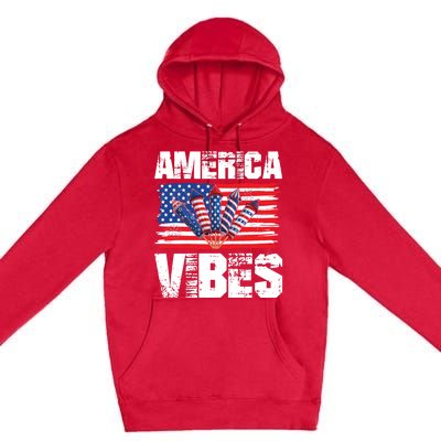 American Flag 4th Of July America Vibes Gift Premium Pullover Hoodie