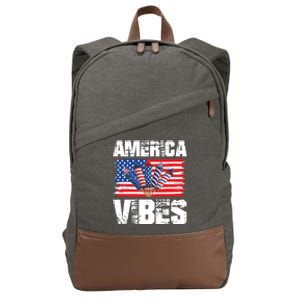 American Flag 4th Of July America Vibes Gift Cotton Canvas Backpack