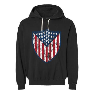 American Flag 4th Of July USA Veteran Military Army Soldier Garment-Dyed Fleece Hoodie