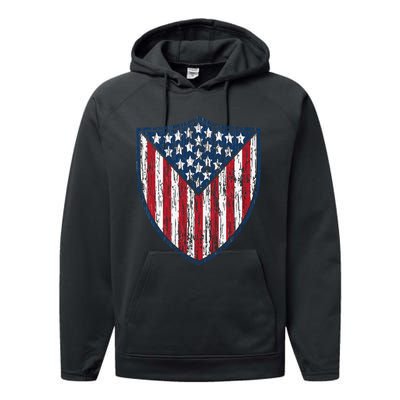 American Flag 4th Of July USA Veteran Military Army Soldier Performance Fleece Hoodie