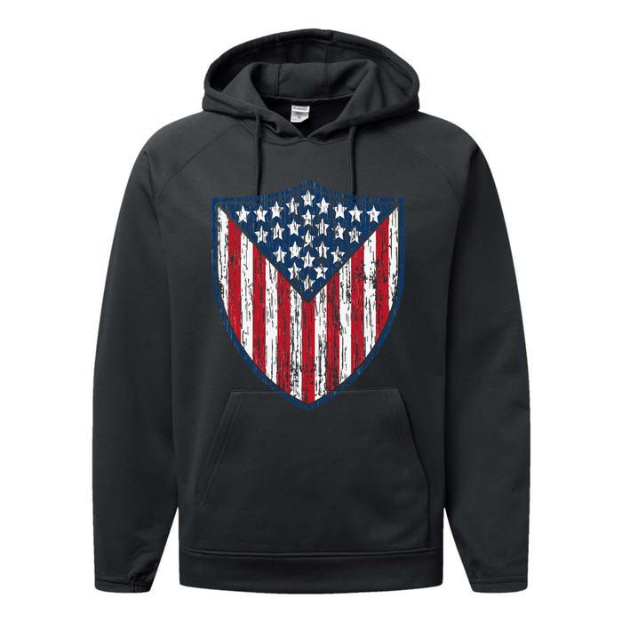 American Flag 4th Of July USA Veteran Military Army Soldier Performance Fleece Hoodie