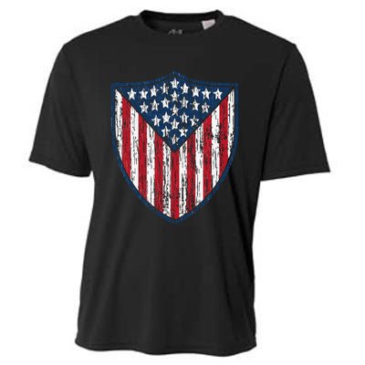 American Flag 4th Of July USA Veteran Military Army Soldier Cooling Performance Crew T-Shirt