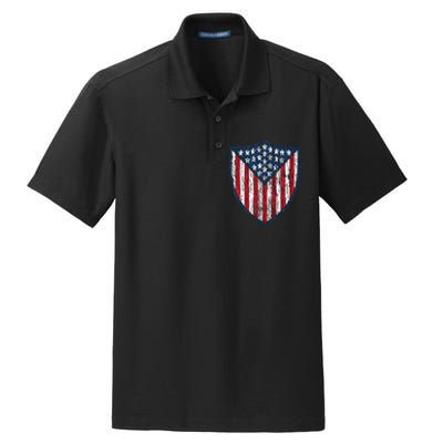 American Flag 4th Of July USA Veteran Military Army Soldier Dry Zone Grid Polo