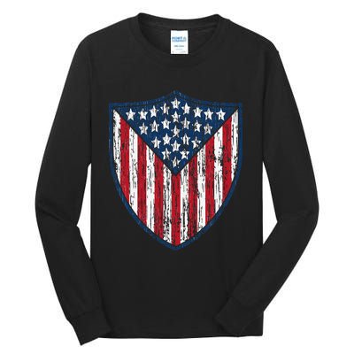 American Flag 4th Of July USA Veteran Military Army Soldier Tall Long Sleeve T-Shirt