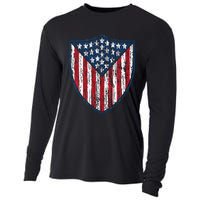 American Flag 4th Of July USA Veteran Military Army Soldier Cooling Performance Long Sleeve Crew