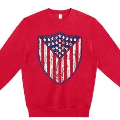 American Flag 4th Of July USA Veteran Military Army Soldier Premium Crewneck Sweatshirt