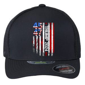 American Flag 45 47 Funny Trump 2024 Gift Flexfit Unipanel Trucker Cap