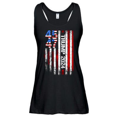 American Flag 45 47 Funny Trump 2024 Gift Ladies Essential Flowy Tank