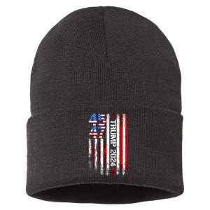 American Flag 45 47 Funny Trump 2024 Gift Sustainable Knit Beanie