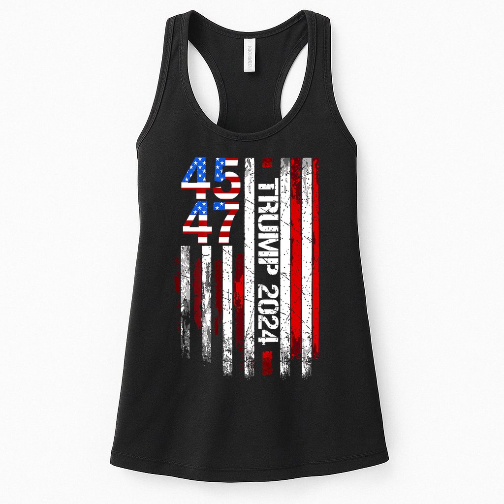 American Flag 45 47 Funny Trump 2024 Gift Womens Tank Top