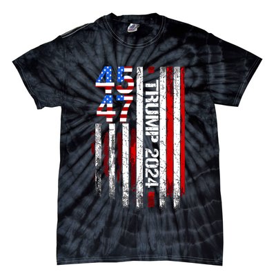 American Flag 45 47 Funny Trump 2024 Gift Tie-Dye T-Shirt