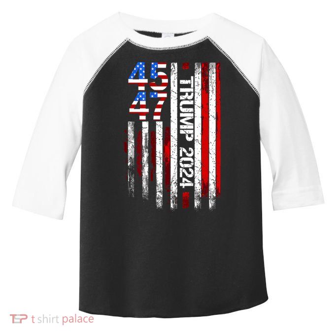 American Flag 45 47 Funny Trump 2024 Gift Toddler Fine Jersey T-Shirt