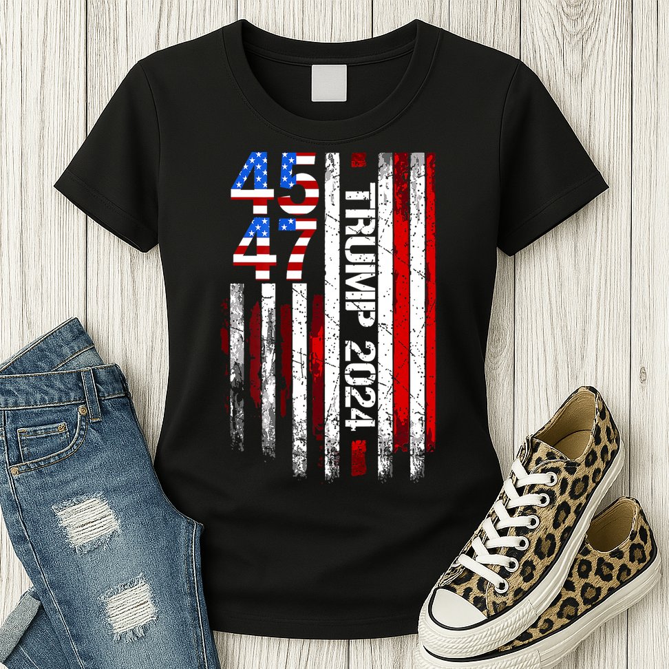 American Flag 45 47 Funny Trump 2024 Gift Womens T-Shirt
