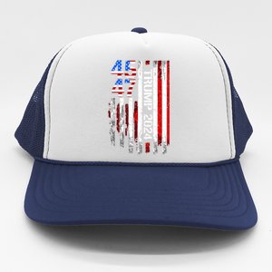 American Flag 45 47 Funny Trump 2024 Gift Trucker Hat