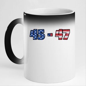 American Flag 45 & 47 Trump 2024 Republican Supporter 11oz Black Color Changing Mug