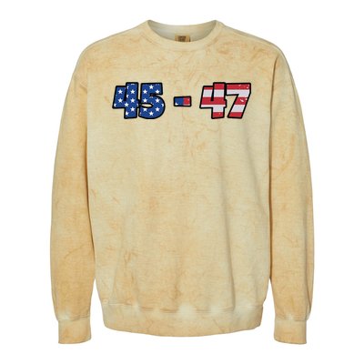 American Flag 45 & 47 Trump 2024 Republican Supporter Colorblast Crewneck Sweatshirt