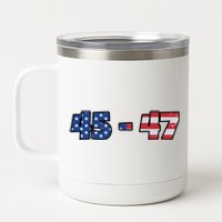 American Flag 45 & 47 Trump 2024 Republican Supporter 12 oz Stainless Steel Tumbler Cup