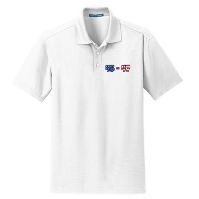 American Flag 45 & 47 Trump 2024 Republican Supporter Dry Zone Grid Polo