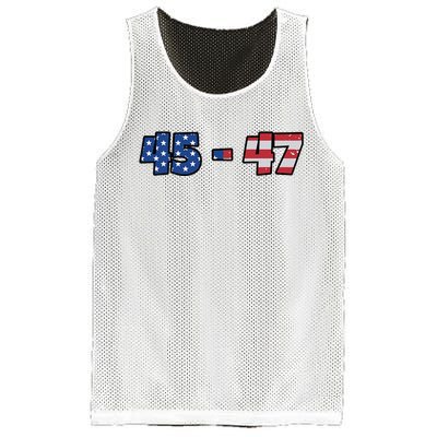 American Flag 45 & 47 Trump 2024 Republican Supporter Mesh Reversible Basketball Jersey Tank