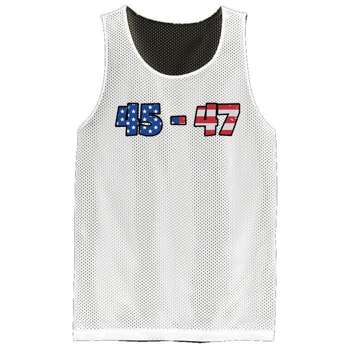 American Flag 45 & 47 Trump 2024 Republican Supporter Mesh Reversible Basketball Jersey Tank