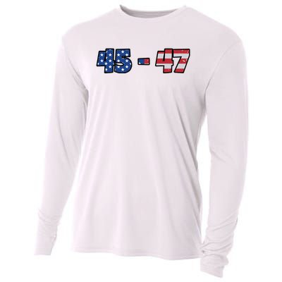 American Flag 45 & 47 Trump 2024 Republican Supporter Cooling Performance Long Sleeve Crew