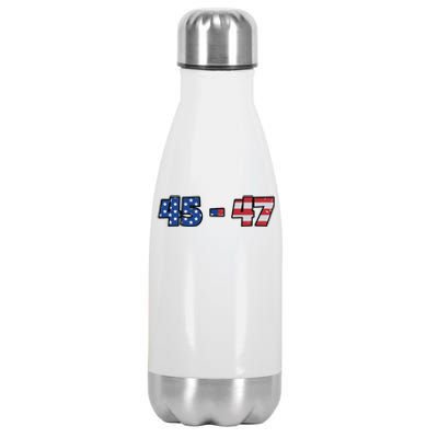 American Flag 45 & 47 Trump 2024 Republican Supporter Stainless Steel Insulated Water Bottle