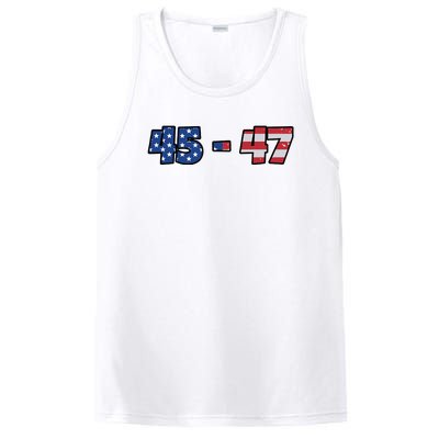 American Flag 45 & 47 Trump 2024 Republican Supporter PosiCharge Competitor Tank