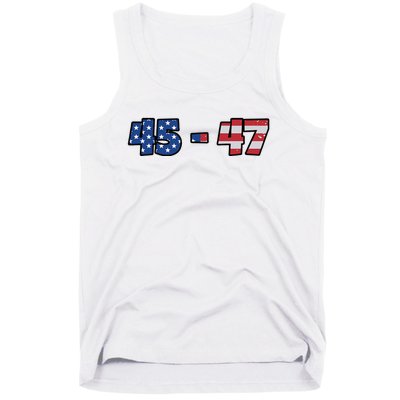 American Flag 45 & 47 Trump 2024 Republican Supporter Tank Top