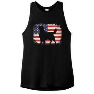 American Flag 4th Of July Golden Retriever Dad Mom Dog Lover Ladies PosiCharge Tri-Blend Wicking Tank