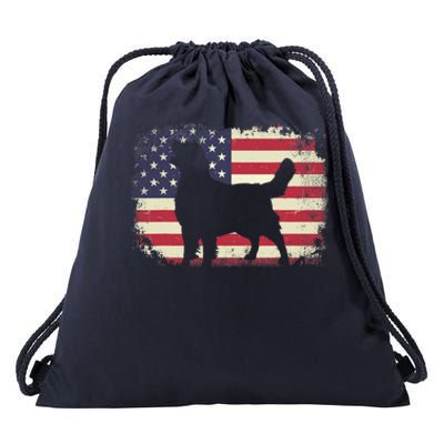 American Flag 4th Of July Golden Retriever Dad Mom Dog Lover Drawstring Bag